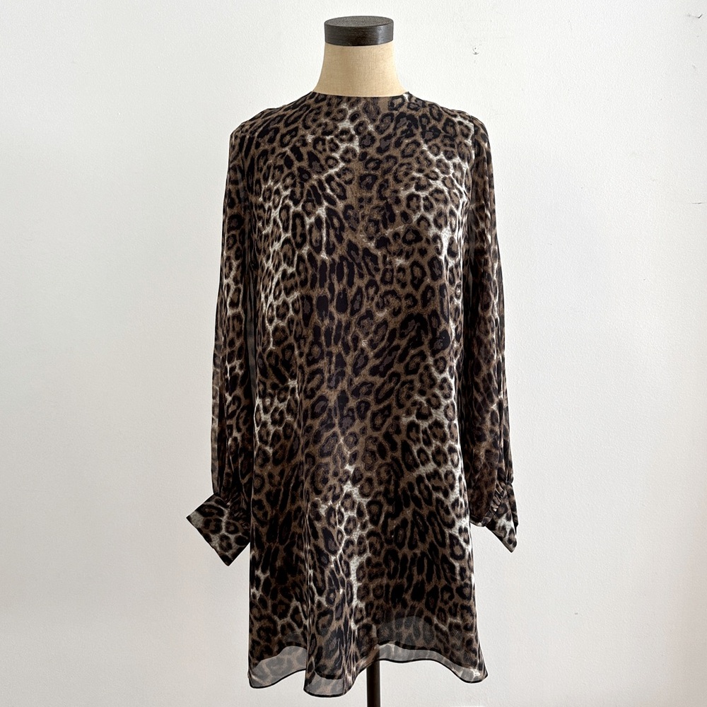 Nili Lotan Leopard Mini Long Sleeve Dress Size 8
